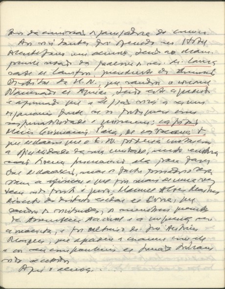 Cópia de notícias do dia 24 de novembro de 1936, em Caderno de apontamentos para a composição...