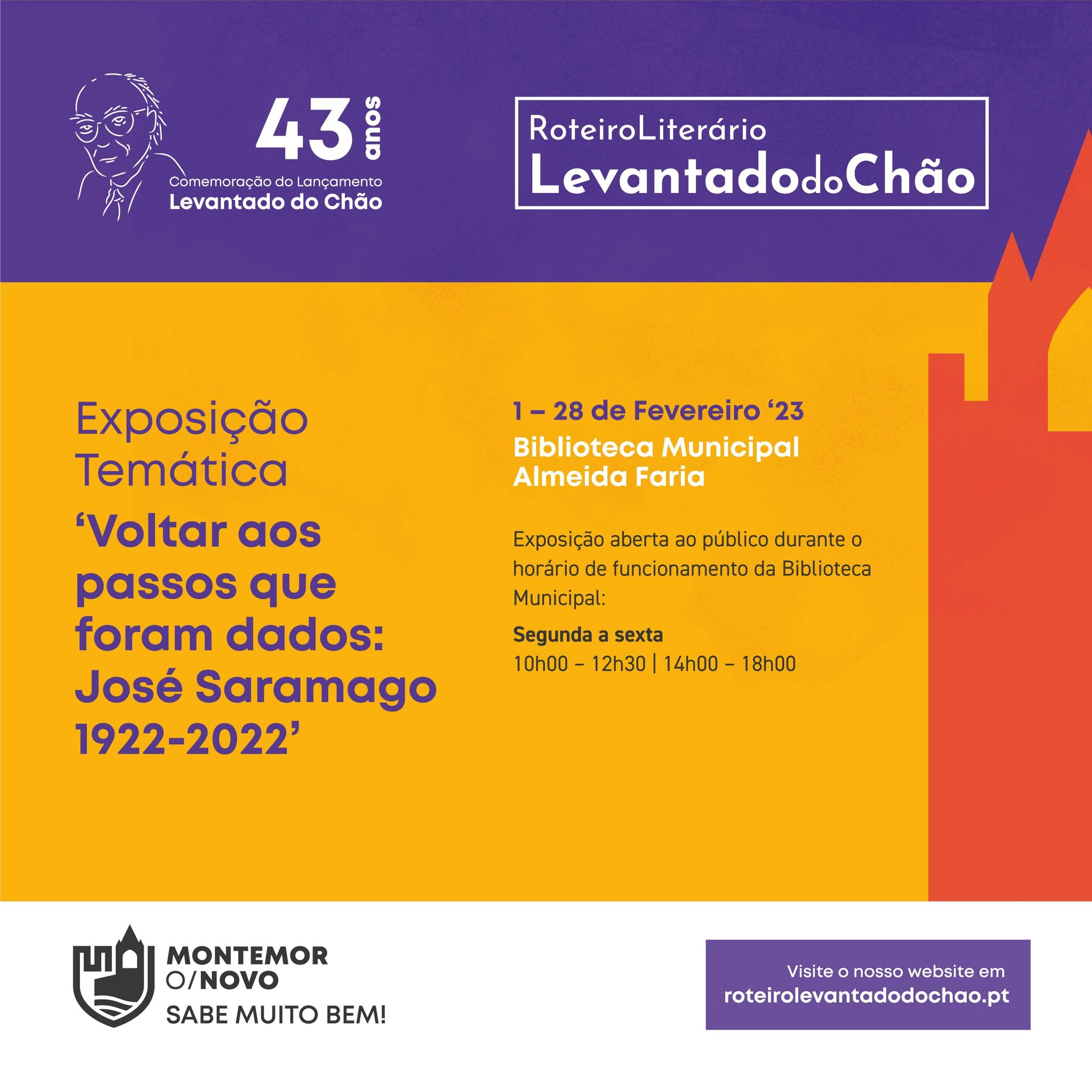 Comemoração dos 43 anos do lançamento da obra Levantado do Chão  1 a 28 fevereiro 2023| Biblioteca Municipal Almeida Faria