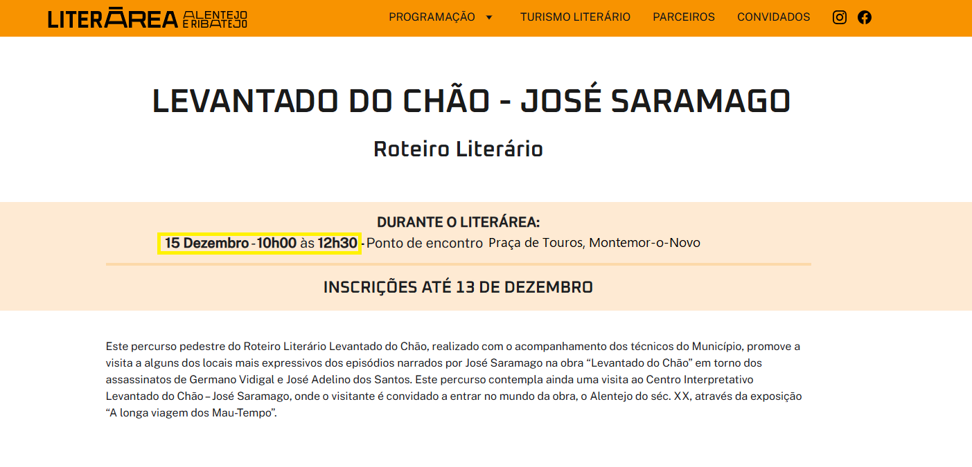 Percurso Pedestre Germano Vidigal e José Adelino dos Santos – 15 de dezembro das 10h00 às 12h30