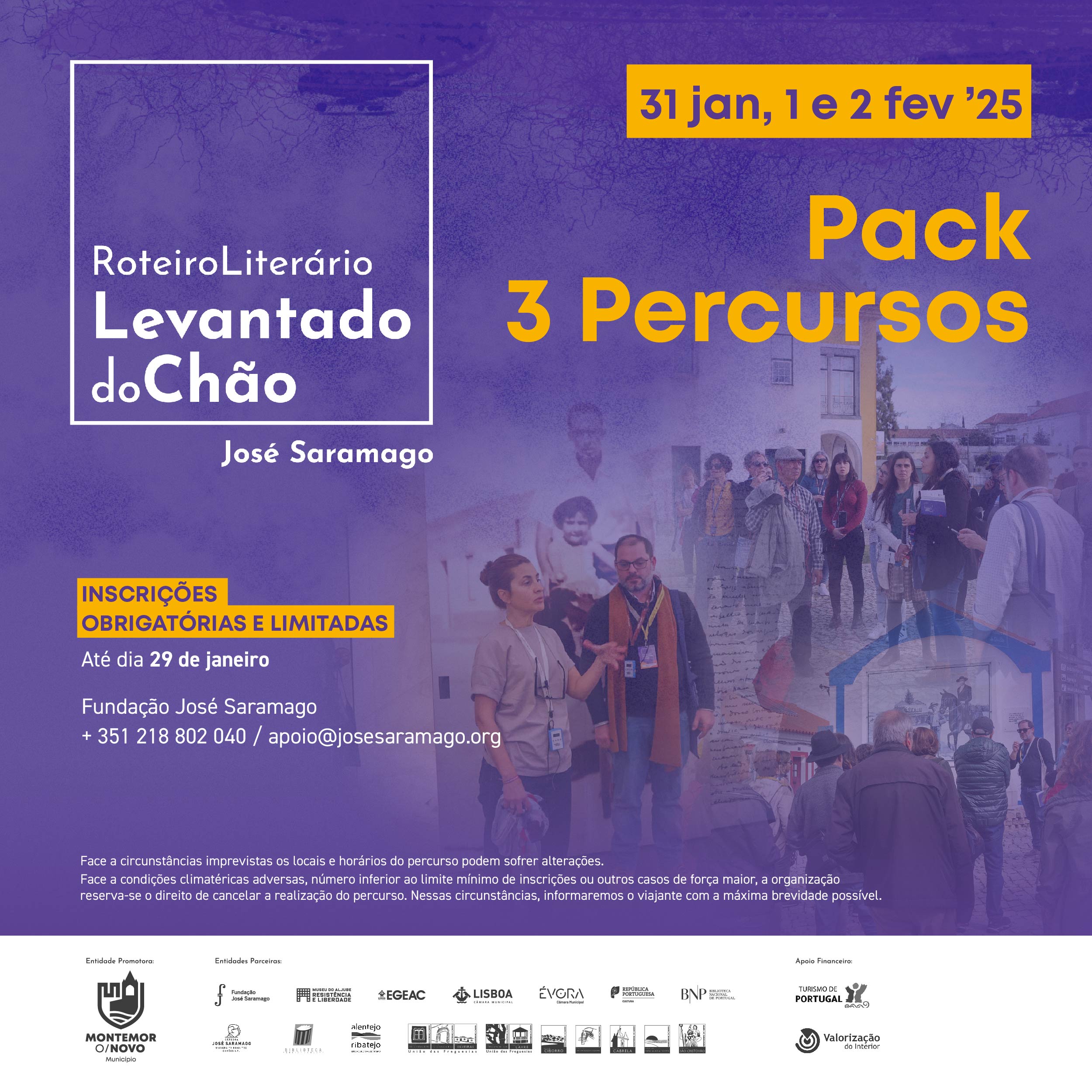 Pack 3 dias Roteiro Literário Levantado do Chão: 31 janeiro, 1 e 2 Fevereiro 2025